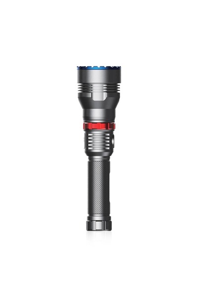 Powerology مصباح يدوي LED قابل لإعادة الشحن 1000LM/900M باللون الأسود