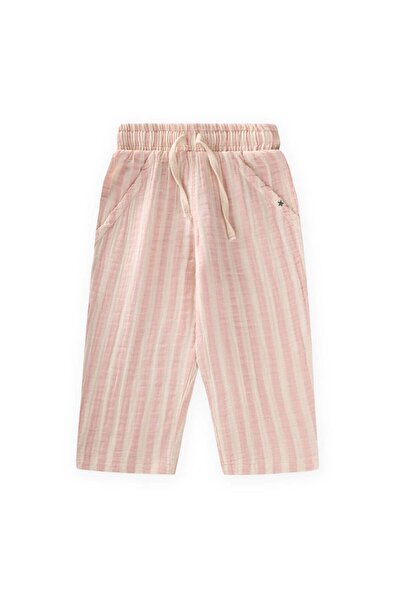 Cigit Pantaloni din muselină pentru 1-10 ani, roz, cu dungi groase