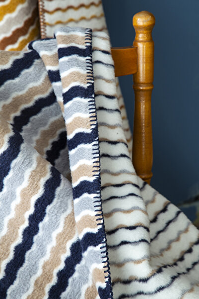 SESLİ TEKSTİL Striped Cotton Blanket Single Size 150x200