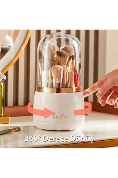 ORVİCA Stylish New Generation Covered 360 Rotatable Stand Brush Cosmetic Makeup Organizer