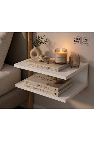 DEKOKAP Mdf 30*25 cm Beyaz Duvar Komodini Yatak Yanı Başucu Rafı Banyo Düzenl...