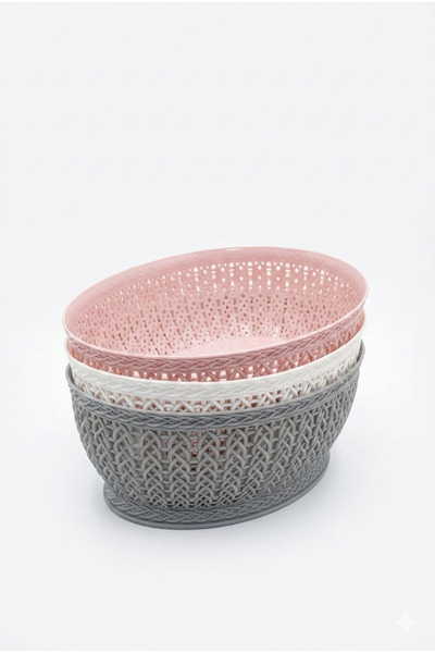 Mira Home Oval Woven Basket 3.5L - Multicolor set of 3