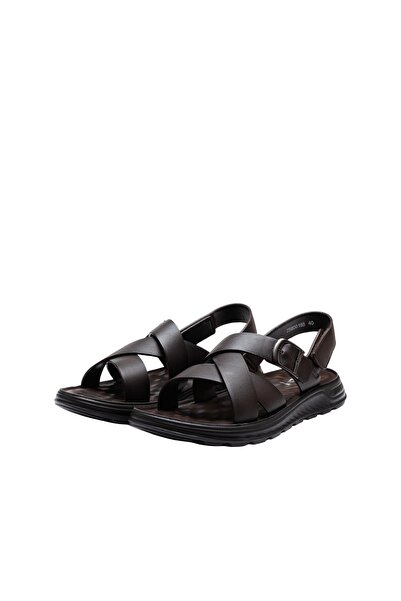 UrbanShoes Sandale bărbați din piele naturală, Otter - 9172 Maro Închis Box