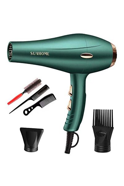 Sunhome 6-Piece Professional Hair Dryer Set ,1800W Green