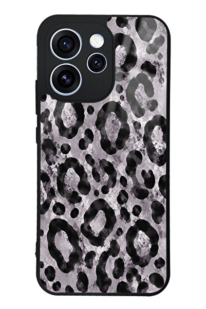 Spoyi Oppo Reno 15 Pro Gray Leopar Tasarımlı Glossy Telefon Kılıfı