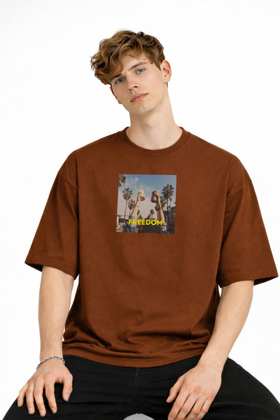 remss Freedom - Oversize Men's T-Shirt Brown