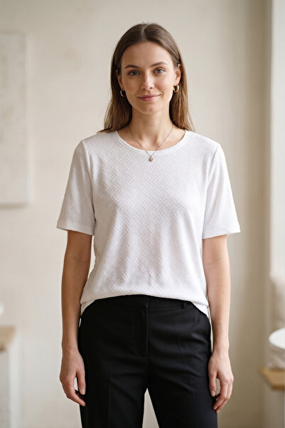 YXL COLLECTION Γυναικεία μπλούζα μεγάλου μεγέθους από λύκρα με σχέδιο ψαροκόκ...