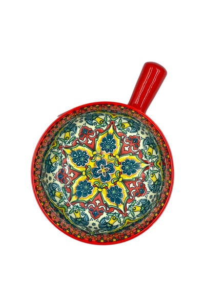Ceramica Martinescu Tigaie din ceramica cu maner, rosie , pentru servire sau ...