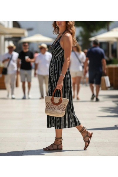 Mestra Ethnic Wrinkle-Free Slit Women's Summer Dress