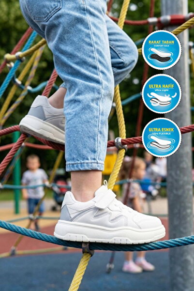 Generic Brand Bela ledena velcro lagana sportska obuća za dečake Odessa P