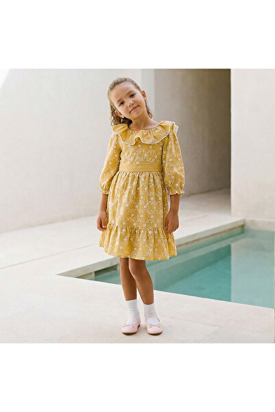 ELIGO Round Neck 3/4 Sleeve Dress with Tie-Up Belt