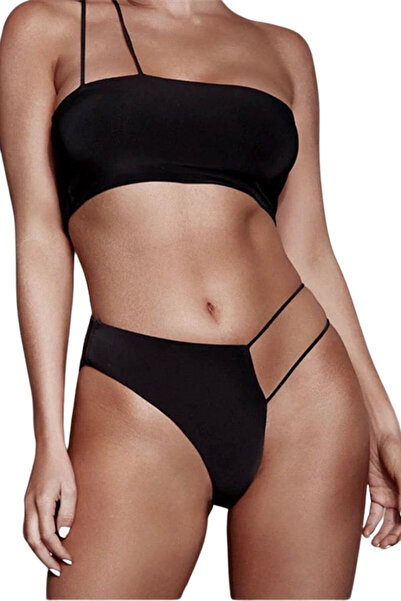 VeeShop Costum de baie doua piese, asimetric, bustiera si slip decupat, cu 2 ...