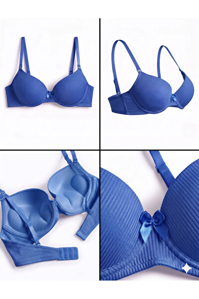 Lavint Homewear حمالة صدر ساكس بلو ماجيك من السيليكون ذات خطوط مخططة وداعمة ل...