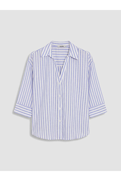 LC Waikiki Nevavm Striped Linen Blend Women's Shirt with a Difference