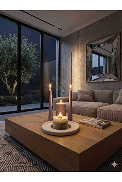 SCA CANDLE Dekoratif mum geyik desenli şamdan mum +geyik desenli oval mum +mu...