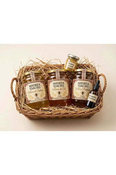 MIEREA DACIEI Coș Energie Naturală — 3 Mieri + Polen + Propolis (M)