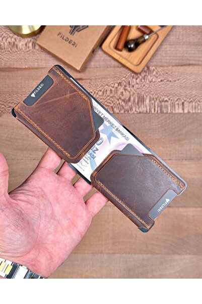 Fil Deri Viral Wallet Genuine Leather Minimal Design Wallet with Card and Mon...
