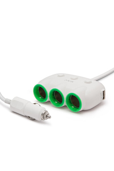 globiz Distribuitor triplu pentru bricheta + 2x USB - alb, 1 buc., 54922WH