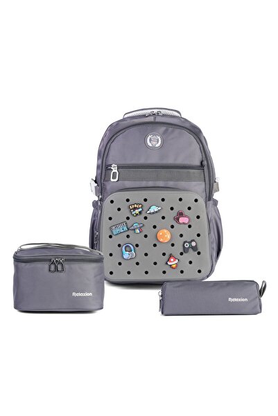 Relaxion Set of 3 Primary School School Bag Backpack Set with Lunch Box and P...