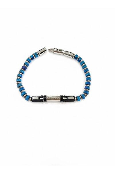 Generic Brand Blue Steel Men's Steel Bracelet Length 20.5 cm / Width 0.6 cm -...
