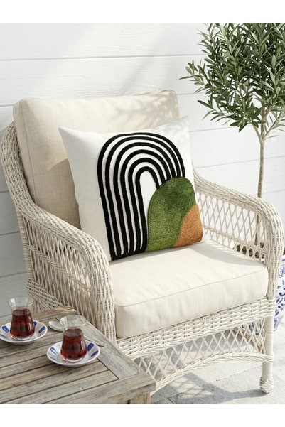 İFA Geometric Pattern Embroidered Punch Throw Pillow, Set of 2 Throw Pillows,...
