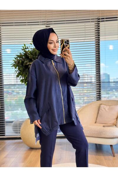 ALANURMODA 3422 Etek Ucu Çizgi Garnili Ceket