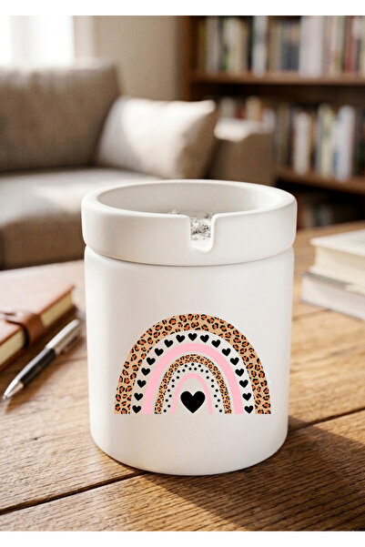 Eylül Design Boho Leopard Design Printed Ceramic Ashtray Odorless Ash Tray