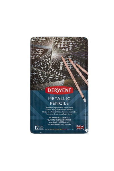 Derwent Цветни моливи 12 метални цвята Професионални