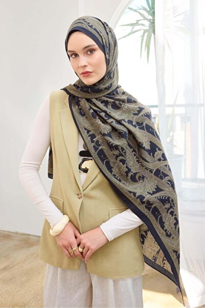 Silk Home Urban Hours Shawl Pattern Navy Blue Mayda Shawl