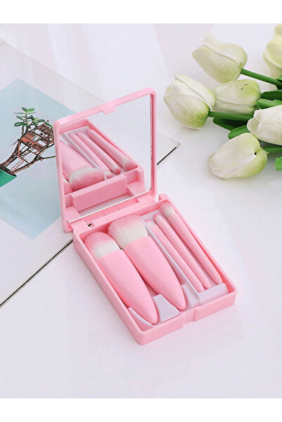 ORVILLA 5Pcs Portable Makeup Brush Set with Mirror Makeup Brush Kit in Box Mu...