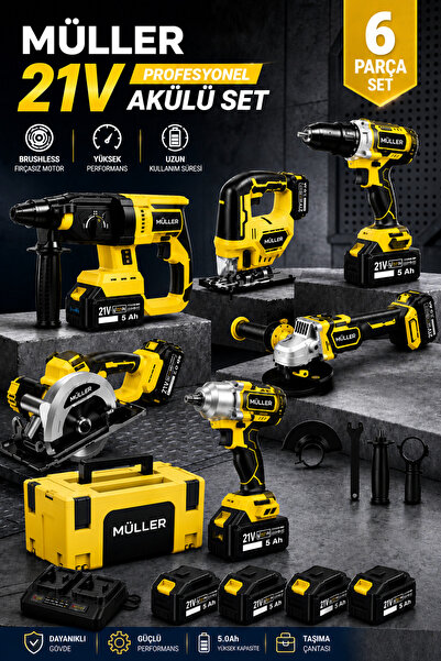 Pro Müller Alman Kömürsüz Motor 6'lı Profesyonel Set Kırıcı Delici Somun Sıkm...