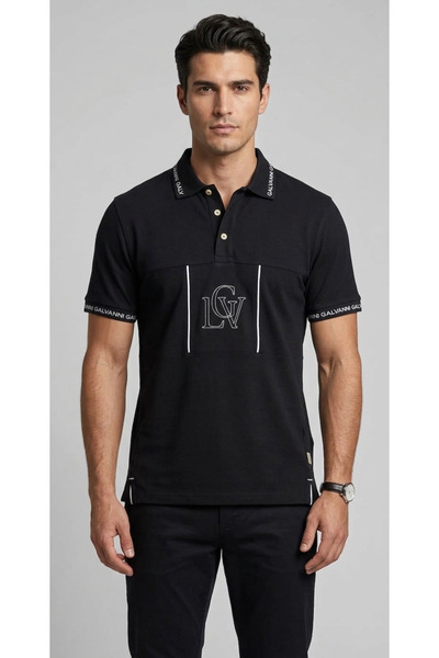 Galvanni Erkek Siyah Polo Yaka T-shirt