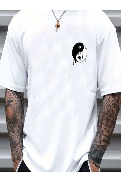 vorena Oversize White Printed T-Shirt