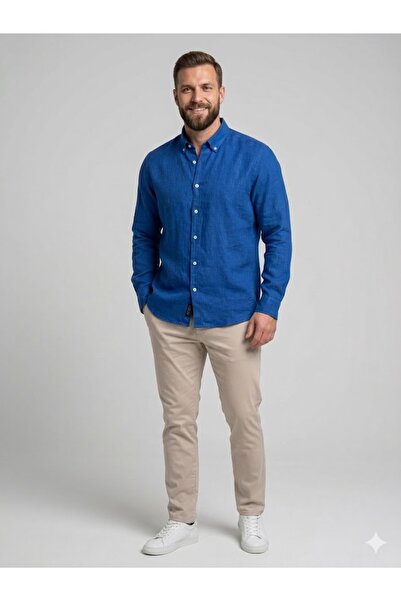 centilmen Cavanna Men's Linen Long Sleeve Shirt 12500-29