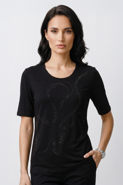 YXL COLLECTION Γυναικεία μπλούζα μεγάλου μεγέθους Lycra με λαιμόκοψη και στάμ...