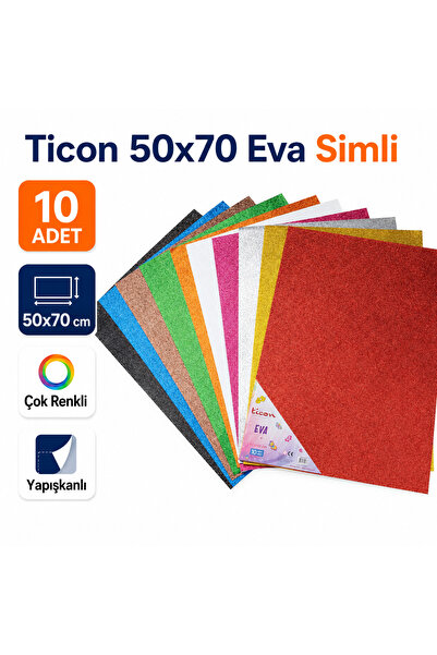 Akkaymak Ticon 50X70 Eva Simli Yapışkanlı Çok Renkli 10 ADET