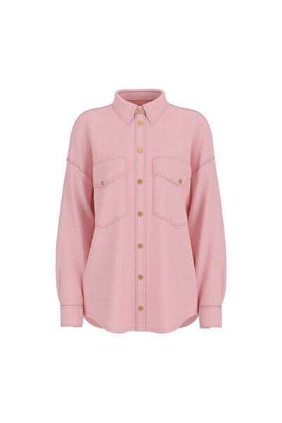 Guess Lara Kadın Keten Karışımlı Regular Fit Gömlek