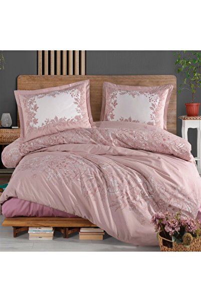 Clasy Ranforce 100% Cotton Duvet Cover Set Single Serel V1 Pink