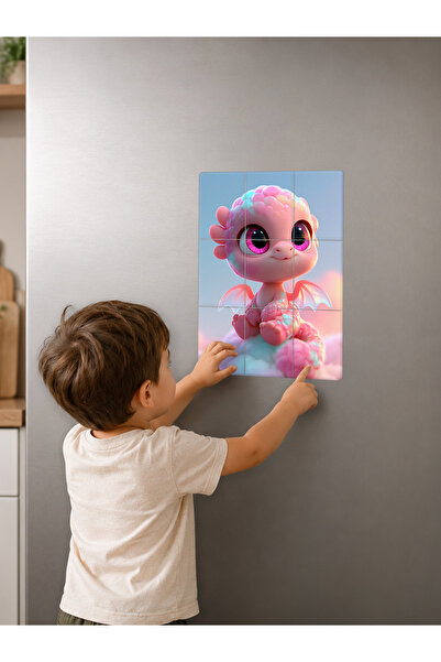 no26dekor 9 Piece Magnetic Puzzle 15X21 cm Uv Printed Mdf Magnet Children's E...