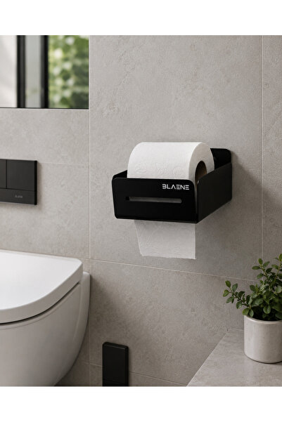 Blaene Paslanmaz Çelik Kapalı Kasa Tuvalet Kağıtlığı Wc Kağıdı Askısı Mat Siy...