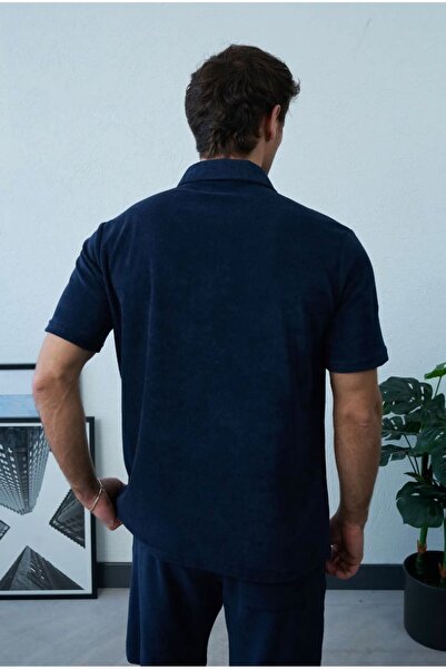 More Black Marrakech Towel Polo Collar Tshirt