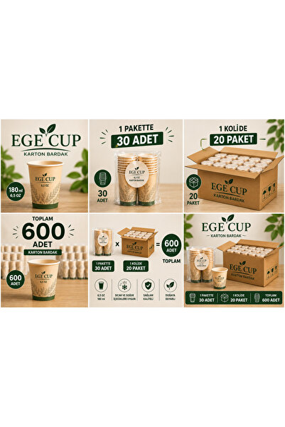 EGECUP KARTON BARDAK 6,5 OZ 30 LU 30*20 TOPLAM 600 ADET SIZDIRMAZ