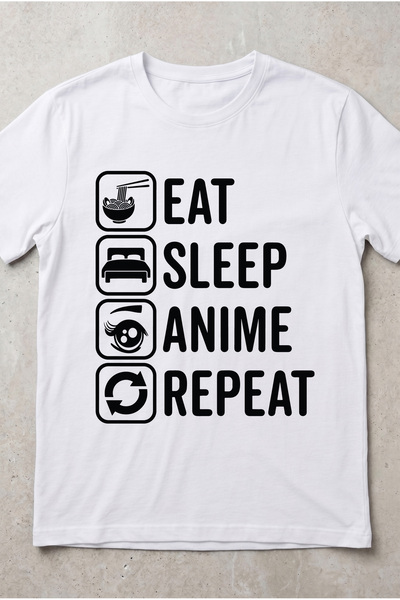 Silkensoul Eat Sleep Anime Repeat Anime Printed Standard Fit Unisex T-Shirt