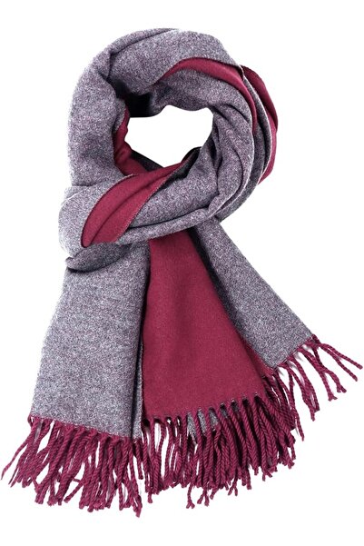 OEM Eșarfă de iarnă pentru damă Pashmina reversibilă groasă moale caldă bordo...