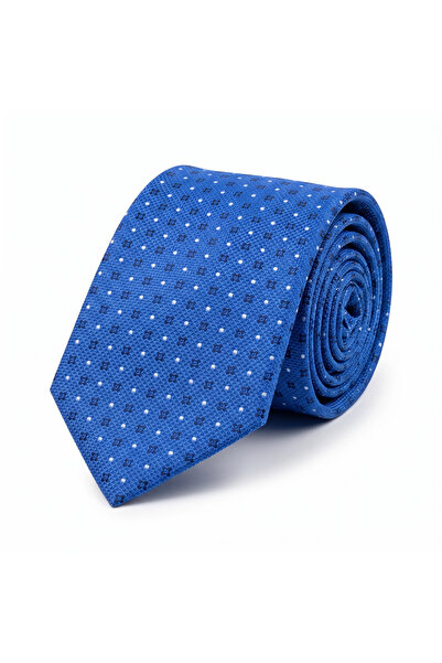 CROATE Como 100% Silk Tie – Blue Minimal Dot Pattern