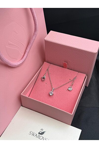 Generic Elegant Collection Shiny Crystal Silver Necklace and Earring Set