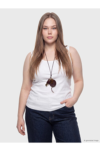 LC Waikiki White Plus Size U-Neck Women's Tank Top