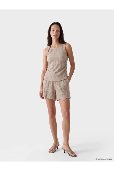 LC Waikiki Beige Regular Fit Elastic Waist Women's Shorts