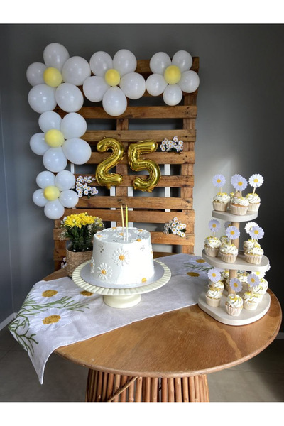 Gülfa Giftbox Papatya Temalı Doğum Günü Seti 3 Adet Çiçek Yapma Aparatı + 20 ...