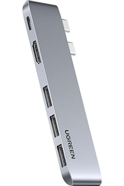 Ugreen Hub USB-C pentru Apple MacBook Pro/Air, 3x USB-A 3.0, USB-C, HDMI (Gri)